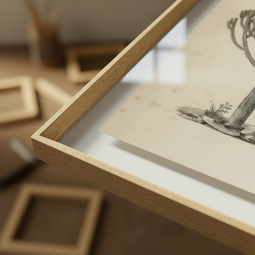 Obeche Frame Deep Profile Glass Reflection